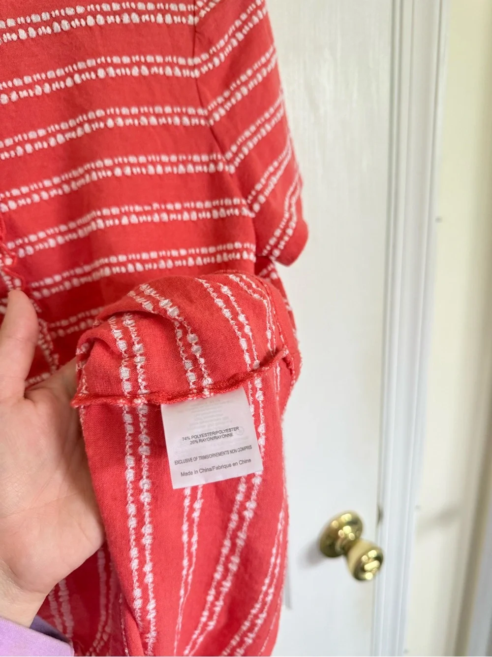Tory Burch Lydia Coral Striped Ruffle Polo Top